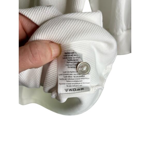 Veronica Beard Coralee Puff-Sleeve Top Womens M Cream Ribbed Classy Office - Picture 8 of 9